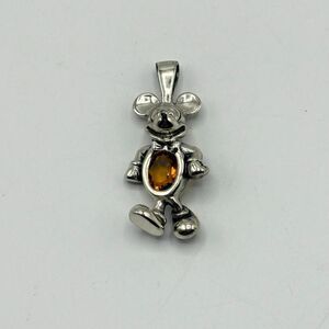 Disney Mickey Mouse 925 Stainless Silver Charm with Yellow Gem
